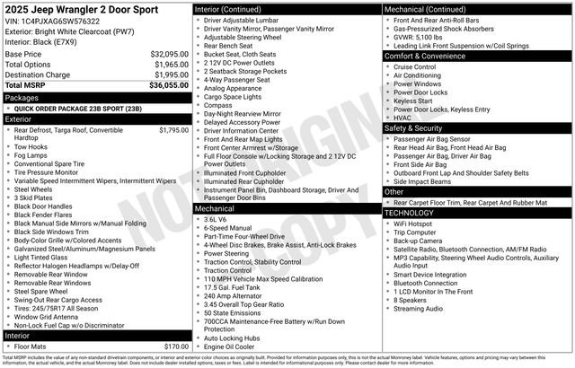 jeep wrangler 2-door 2025 1C4PJXAG6SW576322 image jeep wrangler 2-door 2025 1C4PJXAG6SW576322 image